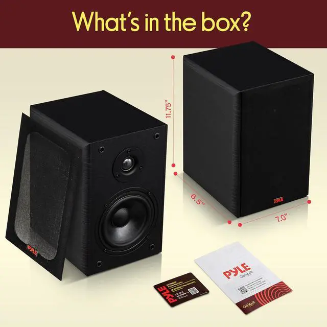 Alt view image 7 of 7 - Pyle 5.25 Wired Bookshelf Speakers Pair 2-Way HiFi Home Theater Speakers with Wall Mount Brackets, Paper Cone Woofer & Soft Dome Tweeter, Compact Stereo Speaker System, Black