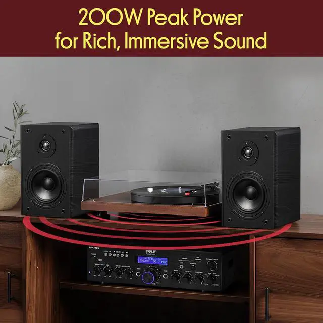 Alt view image 6 of 7 - Pyle 5.25 Wired Bookshelf Speakers Pair 2-Way HiFi Home Theater Speakers with Wall Mount Brackets, Paper Cone Woofer & Soft Dome Tweeter, Compact Stereo Speaker System, Black