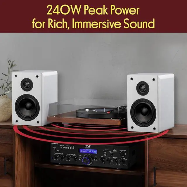 Alt view image 6 of 7 - Pyle 6.5 Bookshelf Speakers, Pair of Wired Bookshelf Speakers with Wall Mount Brackets, 2-Way HiFi Home Theater with Paper Cone, Soft Dome Tweeter, Compact Design, 11.5 x 7.5 x 9.5, White