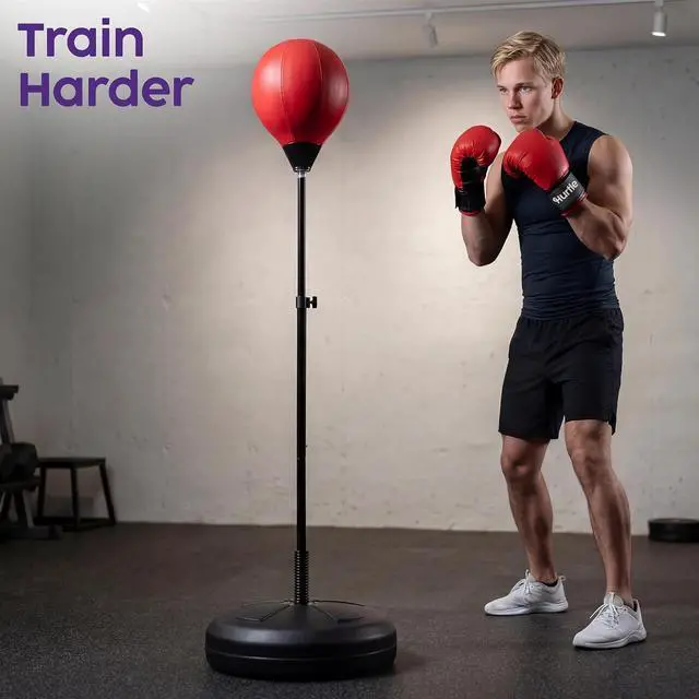 Alt view image 2 of 7 - Punching Bag with Stand for Adults and Teens, Adjustable Boxing Bag with Permium Gloves, Freestanding Reflex Bag Training Equipment for Home Workout Fitness and Stress Relief