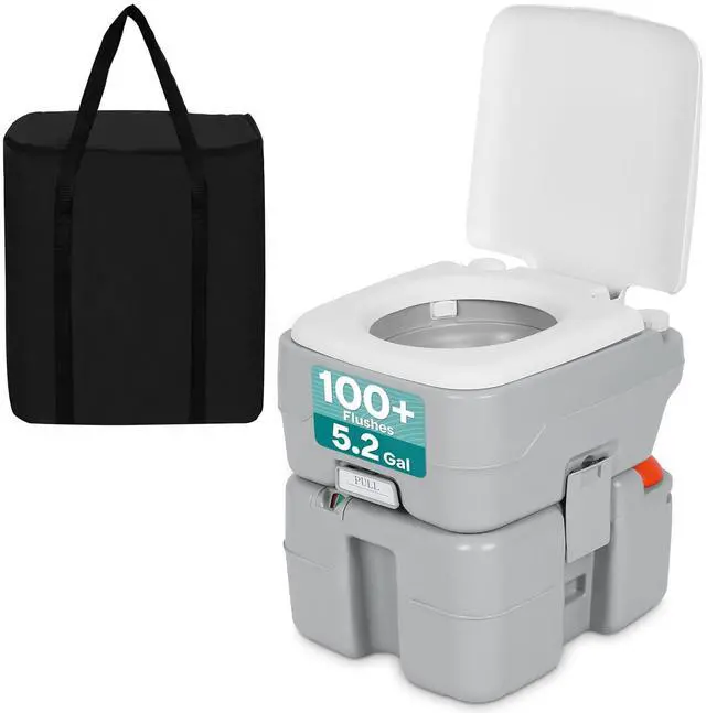 Main image of SereneLife 5.2 Gal Portable Camping Toilet For Adults, 100+ Flushes, Porta Potty Camp Toilet with Detachable Waste Tank, Level Indicator, Carry Bag, Suitable for Camping, Hiking, and Boating