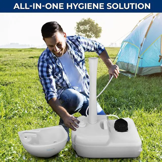 Alt view image 4 of 7 - SereneLife Portable Hand Washing Station, 100+ Hand Washes, Hands-Free Foot Pump, Soap Dispenser, and Drain Hose, Ideal for Outdoor Events, Camping, Boating and Worksites