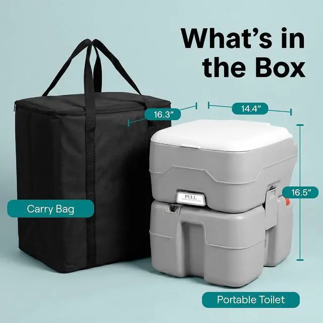 Alt view image 2 of 7 - SereneLife 5.2 Gal Portable Camping Toilet For Adults, 100+ Flushes, Porta Potty Camp Toilet with Detachable Waste Tank, Level Indicator, Carry Bag, Suitable for Camping, Hiking, and Boating