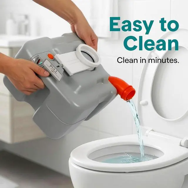 Alt view image 7 of 7 - SereneLife 5.2 Gal Portable Camping Toilet For Adults, 100+ Flushes, Porta Potty Camp Toilet with Detachable Waste Tank, Level Indicator, Carry Bag, Suitable for Camping, Hiking, and Boating