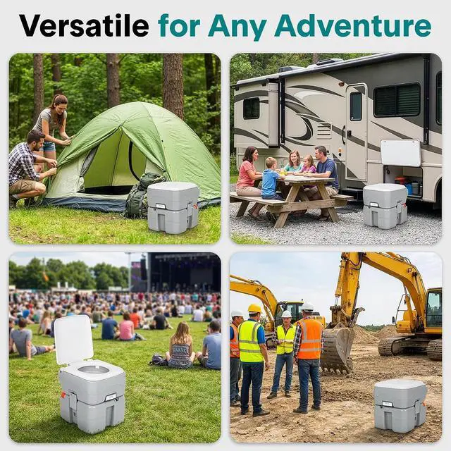 Alt view image 6 of 7 - SereneLife 5.2 Gal Portable Camping Toilet For Adults, 100+ Flushes, Porta Potty Camp Toilet with Detachable Waste Tank, Level Indicator, Carry Bag, Suitable for Camping, Hiking, and Boating