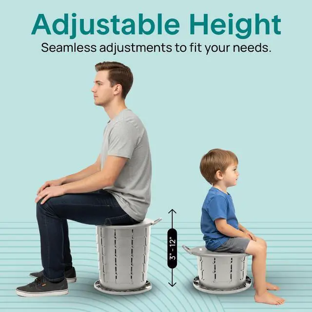 Alt view image 5 of 7 - SereneLife Foldable Toilet Seat for Camping, Adjustable Height Portable Travel Potty with Lid, Carry Bag, Non-Slip Base, 331 lbs Capacity + 3-Pack Flushable Wipes, for Car, Hiking, Outdoor Use, Gray