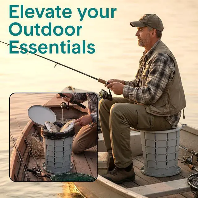 Alt view image 2 of 7 - SereneLife Foldable Toilet Seat for Camping, Adjustable Height Portable Travel Potty with Lid, Carry Bag, Non-Slip Base, 331 lbs Capacity + 3-Pack Flushable Wipes, for Car, Hiking, Outdoor Use, Gray