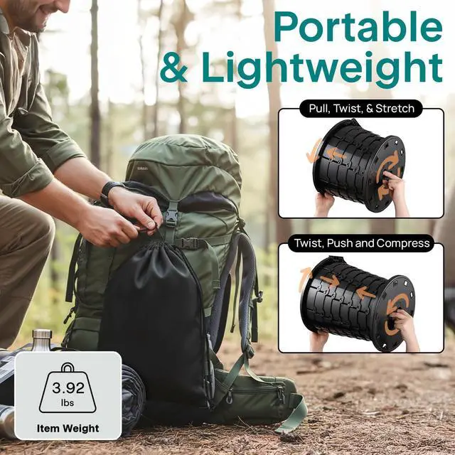 Alt view image 3 of 7 - SereneLife Foldable Toilet Seat for Camping, Adjustable Height Portable Travel Potty with Lid, Carry Bag, Non-Slip Base, 331 lbs Capacity + 3-Pack Flushable Wipes, for Car, Hiking, Outdoor Use, Black