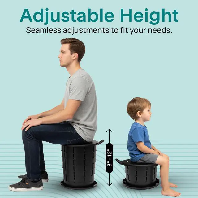 Alt view image 5 of 7 - SereneLife Foldable Toilet Seat for Camping, Adjustable Height Portable Travel Potty with Lid, Carry Bag, Non-Slip Base, 331 lbs Capacity + 3-Pack Flushable Wipes, for Car, Hiking, Outdoor Use, Black