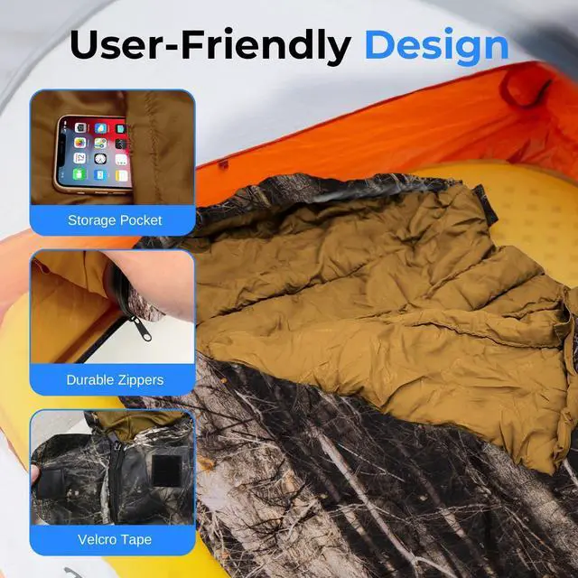 Alt view image 5 of 7 - SereneLife 0 Degree Mummy Sleeping Bag Military-Style, Lightweight & Waterproof for Extreme Cold, Stays Warm in 510°F, No-Snag Zipper, Compact Carry Bag & Travel Pillow for Camping & Backpacking