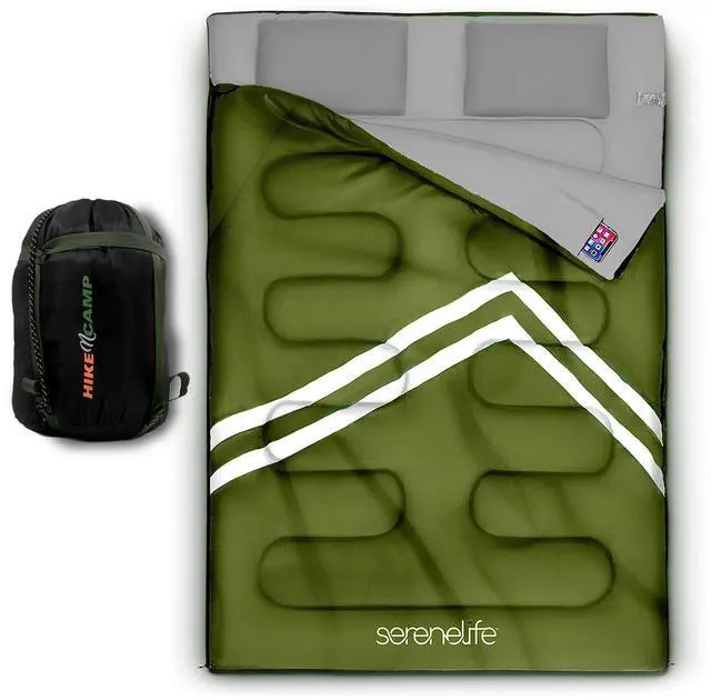 Main image of SereneLife Backpacking Sleeping Bag Camping Gear-Double Sleeping Bag For Adults/Teens W/2 Pillows,Bag-Outdoor Lightweight Weather Proof Sleeping Bags For Camping,Backpacking,Hiking-SereneLife SLSBX9