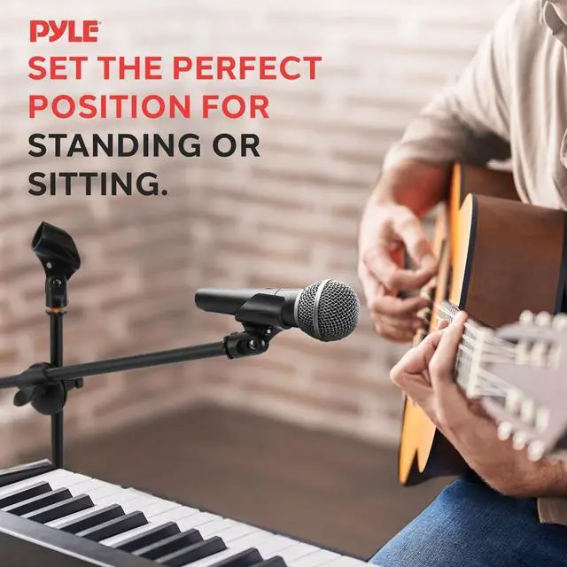 Alt view image 7 of 7 - Pyle Universal Adjustable Tripod Microphone Stand - Pair of Heavy Duty Lightweight Professional Compact Extendable Stage Studio Floor Standing Boom Mic Holder w/ Carry Bag, 5/8" Adapter