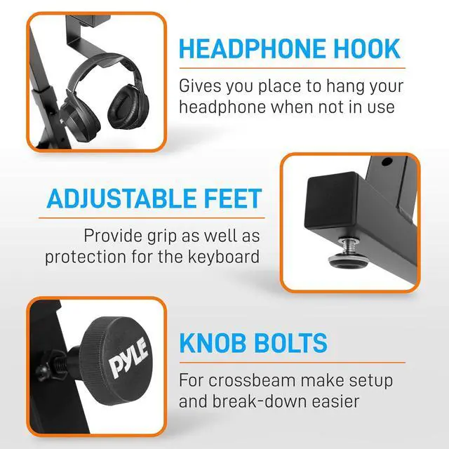 Alt view image 2 of 7 - PYLE Heavy-Duty Multi-Functional Music Stand - Z Style & Portable, 2nd Tier, Height & with Adjustment, Digital Keyboard Stand, Rack Case w/Ergonomic Design, for Home Studio etc. - Pyle PKST2TZ , black