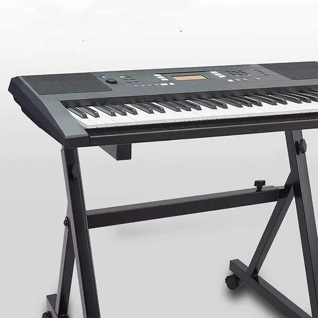 Alt view image 4 of 7 - Pyle Universal Electronic Black Heavy-Duty Z Style Keyboard Organ Holder Rack Portable Piano Stand W/Adjustable Height and Width, Locking Wheels (PKST48.5)