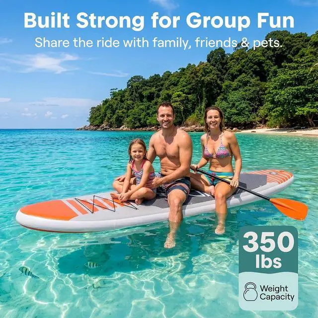 Alt view image 2 of 7 - SereneLife 106 Inflatable Stand Up Paddle Board with Premium SUP Accessories - 32 Wide Stable Design with Non-Slip EVA Deck Pad, for Youth and Adults, 350 lbs. Capacity