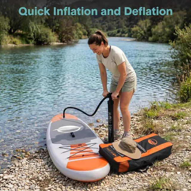 Alt view image 7 of 7 - SereneLife 106 Inflatable Stand Up Paddle Board with Premium SUP Accessories - 32 Wide Stable Design with Non-Slip EVA Deck Pad, for Youth and Adults, 350 lbs. Capacity