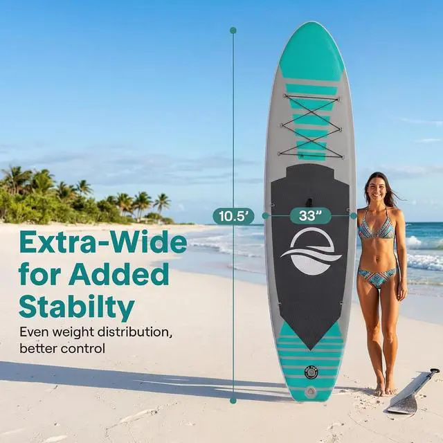 Alt view image 3 of 7 - SereneLife 106" Inflatable Stand Up Paddle Board with Premium SUP Accessories - Wide Stable Design with Non-Slip EVA Deck Pad, for Youth and Adults, 350 lbs. Capacity