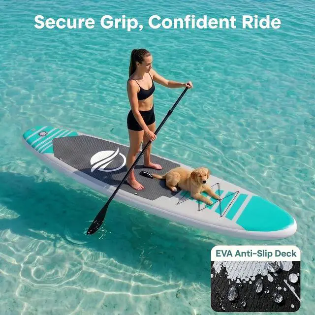 Alt view image 4 of 7 - SereneLife 106" Inflatable Stand Up Paddle Board with Premium SUP Accessories - Wide Stable Design with Non-Slip EVA Deck Pad, for Youth and Adults, 350 lbs. Capacity