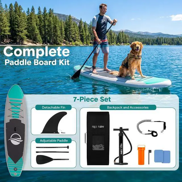 Alt view image 5 of 7 - SereneLife 106" Inflatable Stand Up Paddle Board with Premium SUP Accessories - Wide Stable Design with Non-Slip EVA Deck Pad, for Youth and Adults, 350 lbs. Capacity