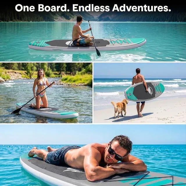 Alt view image 6 of 7 - SereneLife 106" Inflatable Stand Up Paddle Board with Premium SUP Accessories - Wide Stable Design with Non-Slip EVA Deck Pad, for Youth and Adults, 350 lbs. Capacity