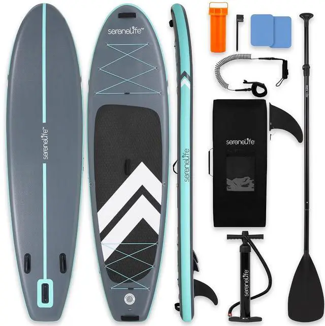 Main image of SereneLife 10 Inflatable Stand Up Paddle Board with Premium SUP Accessories - Wide Stable Design with Non-Slip EVA Deck Pad, for Youth and Adults, 350 lbs. Capacity