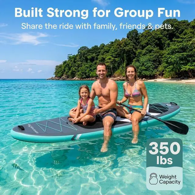 Alt view image 2 of 7 - SereneLife 10 Inflatable Stand Up Paddle Board with Premium SUP Accessories - Wide Stable Design with Non-Slip EVA Deck Pad, for Youth and Adults, 350 lbs. Capacity