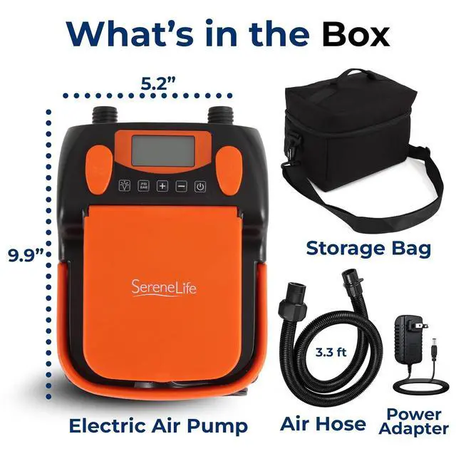 Alt view image 7 of 7 - SereneLife Inflatable Paddle Board Pump Compressor - 16PSI High Pressure SUP Inflator - 12V DC Car Connector - Electric Air Pump for Paddle Boards, Boats, Rafts, Pool Toys - Deflation Function