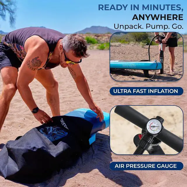 Alt view image 6 of 7 - SereneLife XL Inflatable Stand Up Paddle Board - Extra-Wide, Pet & Family-Friendly SUP for Adults, Kids & Pets - Non-Slip Deck, Stable Design, Premium Accessories - 350/440/485 lbs Capacity
