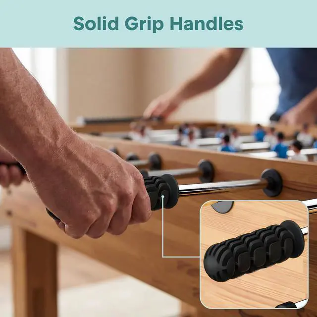 Alt view image 5 of 7 - SereneLife 48in Foosball Table, Competition Size Soccer Game Table for Kids and Adults, Home Game Room Arcade Set, Leveling Legs, Engineered Wood, Chrome Steel Rods, 2 Balls, 2 Cup Holders