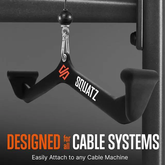 Alt view image 4 of 7 - SQUATZ LAT Pulldown Attachments | Cable Attachments for Gym with Mag Grip Handles for Back and Tricep Strength Training | Home Gym Accessories with Rubber Coated Handles