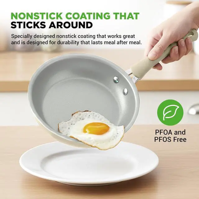 Alt view image 3 of 7 - NutriChef 20-Piece Nonstick Cookware Set Pots and Pans Set with Bakeware & Utensils, Aluminum, Induction Compatible, PFOA & PFOS Free, Tempered Glass Lids, Easy-Clean (White)