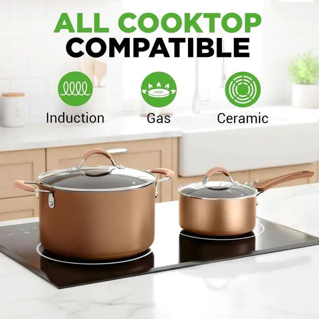 Alt view image 2 of 7 - NutriChef 20-Piece Pots and Pans Set Non Stick Induction Cookware Set, PFAS-Free Nonstick Cookware for All Cooktops, Includes Bakeware & Kitchen Utensils