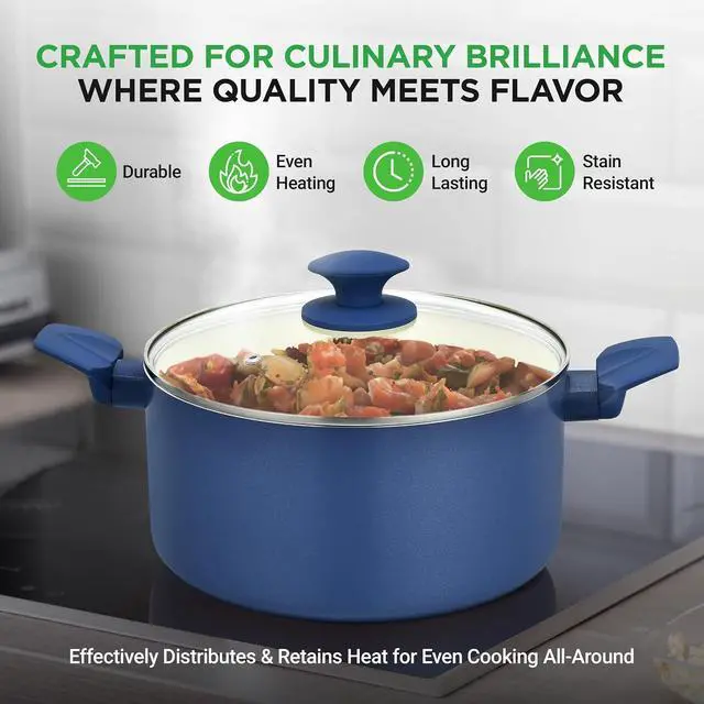 Alt view image 4 of 7 - Nutrichef 54 Piece Professional Grade Complete Home Kitchen Cookware Set, Ceramic Non-Stick Bakeware, Pot and Pans Kit, Cool-Touch Handles, Safe for Gas, Electric, Induction Cooktops, Easy Clean