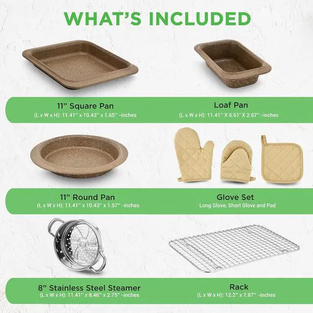 Alt view image 4 of 7 - NutriChef 22Piece NonStick Ceramic Pots and Pans Set For All Cooktops Including Induction PTFE & PFAS Free, Includes Bakeware & Utensils