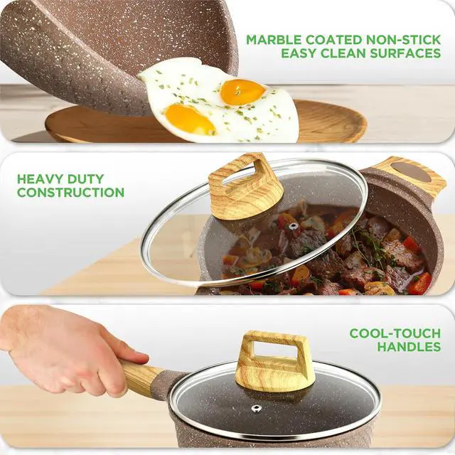 Alt view image 5 of 7 - NutriChef 22Piece NonStick Ceramic Pots and Pans Set For All Cooktops Including Induction PTFE & PFAS Free, Includes Bakeware & Utensils