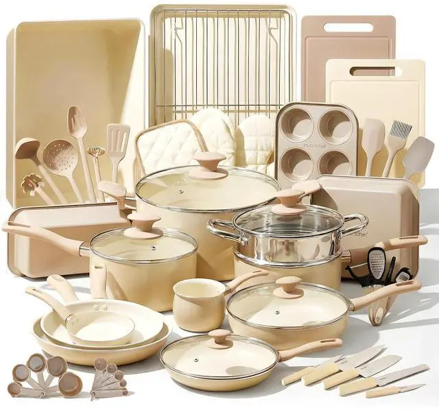 Main image of Nutrichef 54-Piece Marble Non-Stick Cookware and Bakeware Set, Professional Home Kitchen Collection with Multi-Sized Pots and Pans Set, and Heat-Resistant Tools