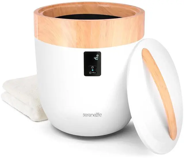 Main image of SereneLife Counter Towel Warmer Bucket - with Customized Fragrance for Spa and Bathroom, Luxury Heater, Auto Shut Off, Fits 1 Large Blanket, Bathrobe, PJs (Natural)