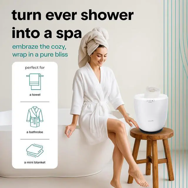 Alt view image 6 of 7 - SereneLife Counter Towel Warmer Bucket - with Customized Fragrance for Spa and Bathroom, Luxury Towel Heater, Auto Shut off, Fits 1 large Towel, Blanket, Bathrobe, PJs (Black)