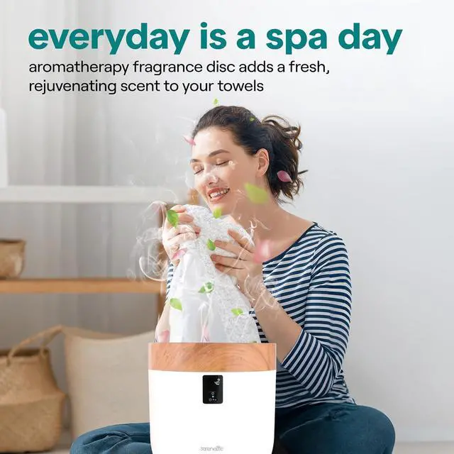 Alt view image 3 of 7 - SereneLife Counter Towel Warmer Bucket - with Customized Fragrance for Spa and Bathroom, Luxury Heater, Auto Shut Off, Fits 1 Large Blanket, Bathrobe, PJs (Natural)