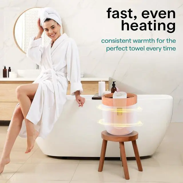 Alt view image 4 of 7 - SereneLife Counter Towel Warmer Bucket - with Customized Fragrance for Spa and Bathroom, Luxury Heater, Auto Shut Off, Fits 1 Large Blanket, Bathrobe, PJs (Natural)