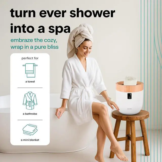 Alt view image 6 of 7 - SereneLife Counter Towel Warmer Bucket - with Customized Fragrance for Spa and Bathroom, Luxury Heater, Auto Shut Off, Fits 1 Large Blanket, Bathrobe, PJs (Natural)