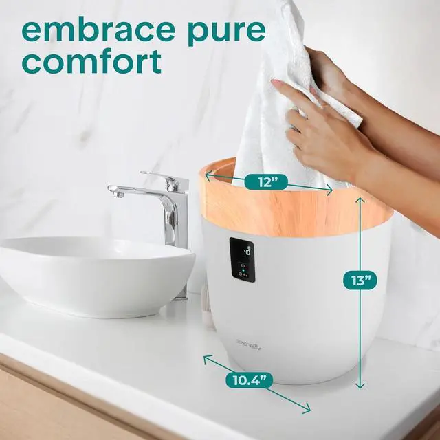 Alt view image 7 of 7 - SereneLife Counter Towel Warmer Bucket - with Customized Fragrance for Spa and Bathroom, Luxury Heater, Auto Shut Off, Fits 1 Large Blanket, Bathrobe, PJs (Natural)