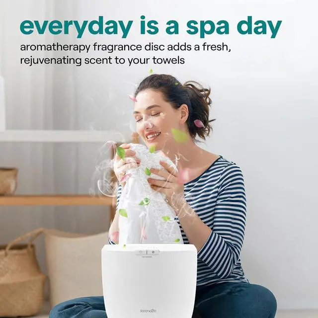 Alt view image 3 of 7 - SereneLife Counter Towel Warmer Bucket - with Customized Fragrance for Spa and Bathroom, Luxury Towel Heater, Auto Shut Off, Fits 1 Large Towel, Blanket, Bathrobe, PJs (Cherry)