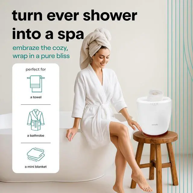 Alt view image 6 of 7 - SereneLife Counter Towel Warmer Bucket - with Customized Fragrance for Spa and Bathroom, Luxury Towel Heater, Auto Shut Off, Fits 1 Large Towel, Blanket, Bathrobe, PJs (Cherry)