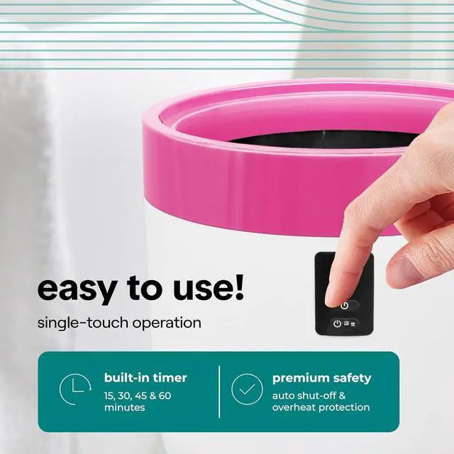 Alt view image 5 of 7 - SereneLife Counter Towel Warmer Bucket - with Customized Fragrance for Spa and Bathroom, Luxury Heater, Auto Shut Off, Fits 1 Large Blanket, Bathrobe, PJs (Pink)