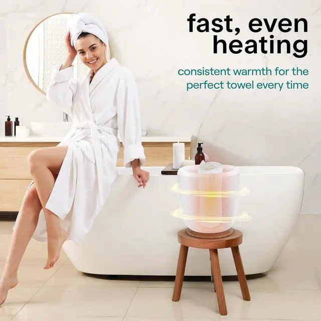 Alt view image 4 of 7 - SereneLife Counter Towel Warmer Bucket - with Customized Fragrance for Spa and Bathroom, Luxury Towel Heater, Auto Shut Off, Fits 1 Large Towel, Blanket, Bathrobe, PJs (Natural)