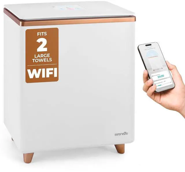 Main image of SereneLife WIFI Luxury Rectangle Towel Warmer - Spa & Bathroom Towel Heater with Custom Fragrance, Auto Shut-Off, Fits 2 large Towels, Blankets, Bathrobes, PJ's - Perfect Gift for Him & Her