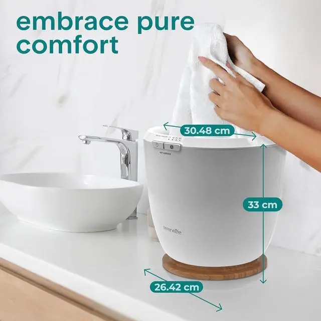 Alt view image 7 of 7 - SereneLife Counter Towel Warmer Bucket - with Customized Fragrance for Spa and Bathroom, Luxury Towel Heater, Auto Shut Off, Fits 1 Large Towel, Blanket, Bathrobe, PJs (Natural)