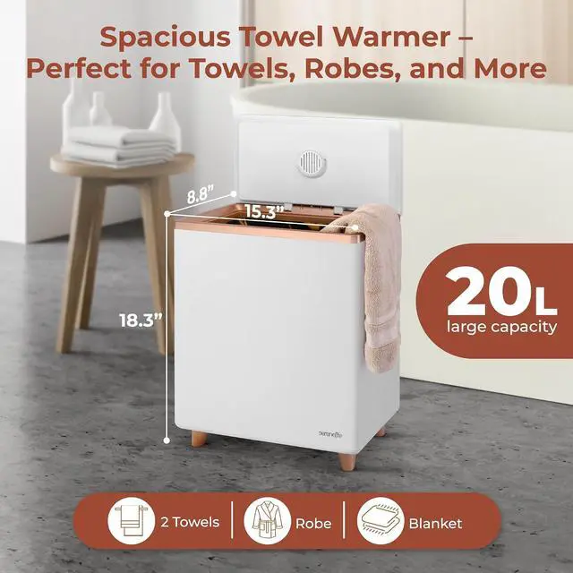 Alt view image 3 of 7 - SereneLife WIFI Luxury Rectangle Towel Warmer - Spa & Bathroom Towel Heater with Custom Fragrance, Auto Shut-Off, Fits 2 large Towels, Blankets, Bathrobes, PJ's - Perfect Gift for Him & Her
