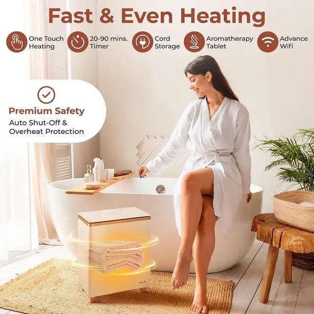 Alt view image 5 of 7 - SereneLife WIFI Luxury Rectangle Towel Warmer - Spa & Bathroom Towel Heater with Custom Fragrance, Auto Shut-Off, Fits 2 large Towels, Blankets, Bathrobes, PJ's - Perfect Gift for Him & Her